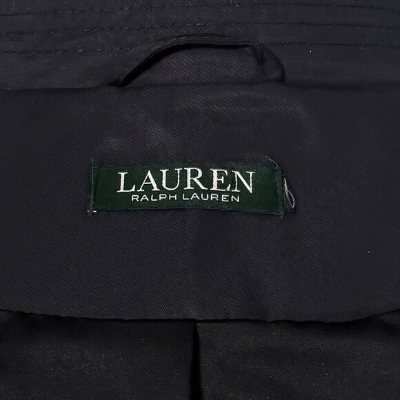 Ralph Lauren Women’s Trench Coat L Navy Blue Double Breasted Belted Cotton Blend - Picture 3 of 12